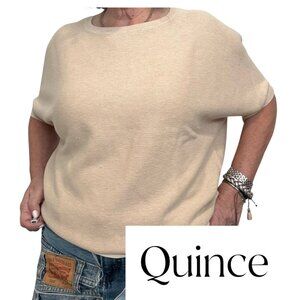 Quince Women's Cream Cotton Cashmere blend Dolman sleeve Sweater sz Large
